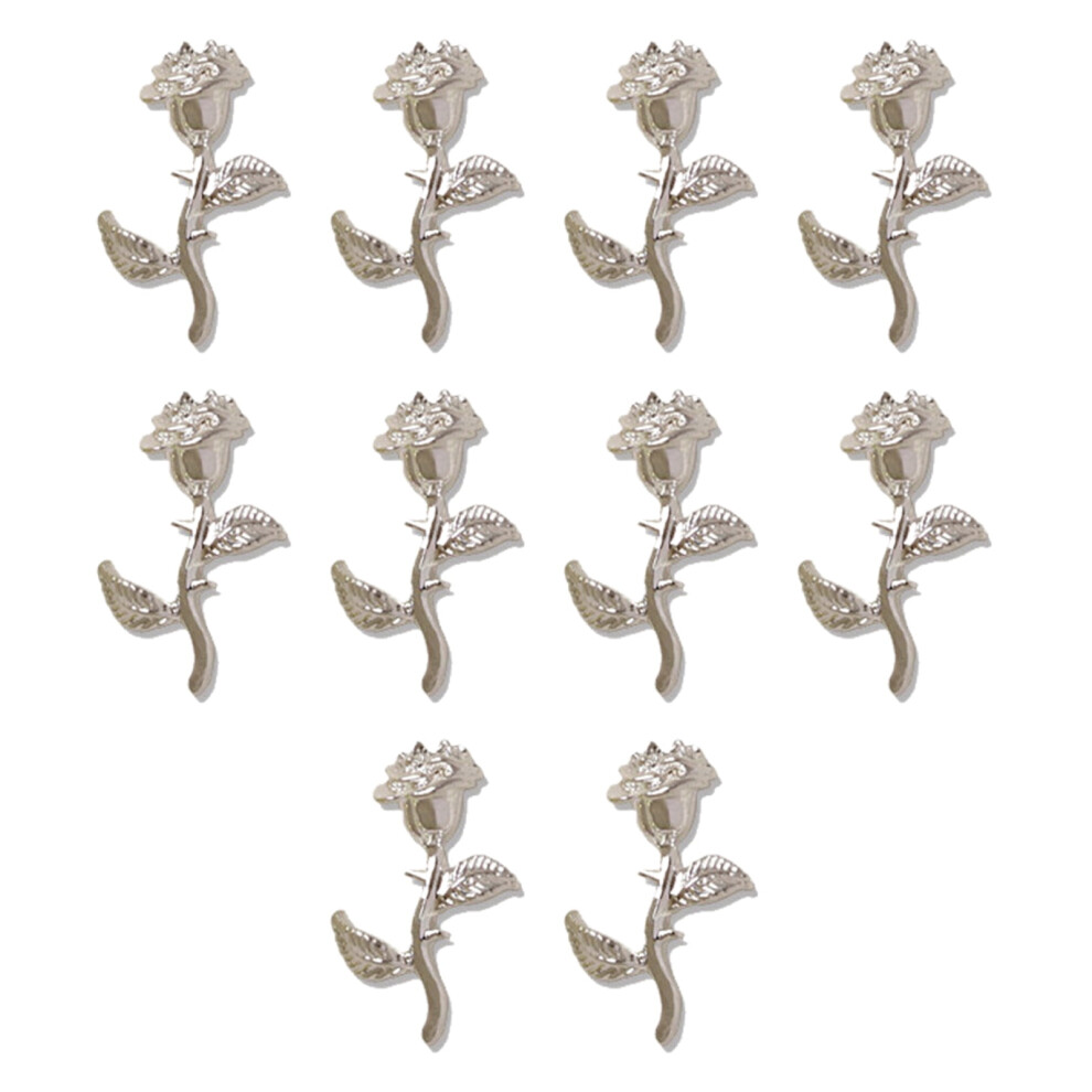 Happydeer 10Pcs 3D Rose Flower Nail Art Decorations, Vibrant Color Rust-proof Alloy Nail Ornaments for Creative Nail Designs