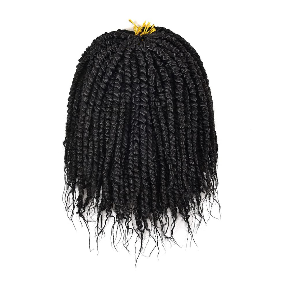 Unisex Black Passion Twist Hair Extensions 12 Inch Prelooped Crochet Braids For Women Bohemian Spring Twists