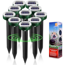 10Pack Solar Powered Mole Repellent Ultrasonic Pest Deterrent Waterproof Yard Lawn Garden Spikes