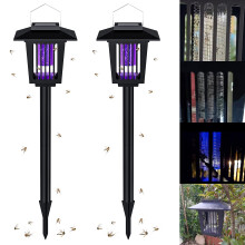 2 Pcs Waterproof Solar Bug Zapper Outdoor Dual Mode Lighting LED Mosquito Killer Lamp for Garden Patio