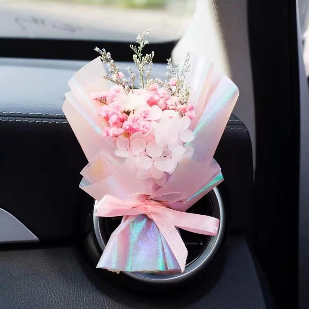 Dried Flower Car Air Freshener Vent Clip With Natural Floral Fragrance Cute Bouquet Pink 9044945305814