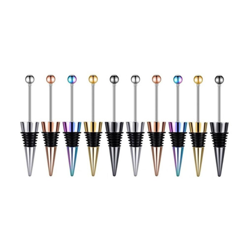 10 Pcs Beadable Wine Stoppers - Decorative Beaded Bottle Stopper