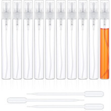 Paquete de 10 minibotellas de perfume recargables de 10 ml con 3 pipetas de transferencia, de plástico,