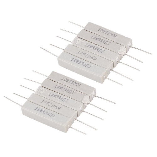 10 x 330 Ohm 5% 10W Watt Κεραμικές Αντιστάσεις Τσιμέντου με Σύρμα Λευκές