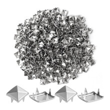 1000 Pieces 10mm Silver Studs for Clothing Four-Jaw Square Spikes for Crafts Punk Metal Spike Studs