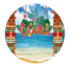 Tela de fondo para fiesta en la playa, estilo skate hawaiano, de 100 cm de diámetro, D