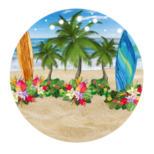 Tela de fondo para fiesta en la playa, estilo skate hawaiano, de 100 cm de diámetro, G