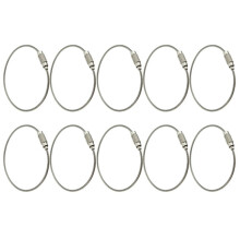 Lot de 10 anneaux porte-clés en fil d'acier inoxydable avec verrouillage à vis, accessoire d'extérieur