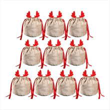 10 sachets de Noël en forme de bois de renne, jolis sachets à bonbons, décoration d'emballage cadeau