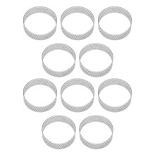 10 cercles à tartelettes de 6 cm en acier inoxydable perforé, pour desserts, fruits, tartes, quiches,