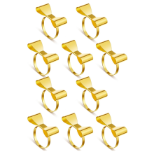 10 anillos para servilletas con lazo dorado, anillos para servilletas de metal