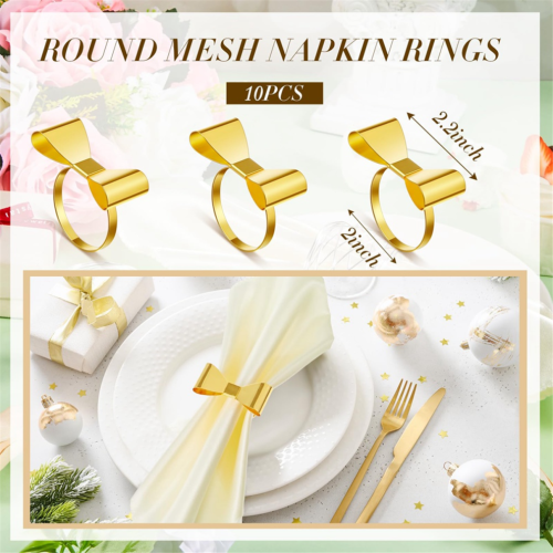 10 st. rosettservettringar guld rosett servettringar metall 1