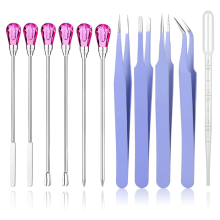 Ensemble de 11 outils pour moules en résine, cuillère à mélanger (+ rose rouge)