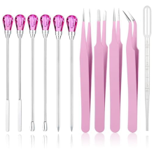 Ensemble de 11 outils pour moules en résine, comprenant une aiguille et une cuillère pour mélanger