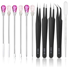 Ensemble de 11 outils pour moules en résine, cuillère à mélanger (noir + rose rouge + rose clair)