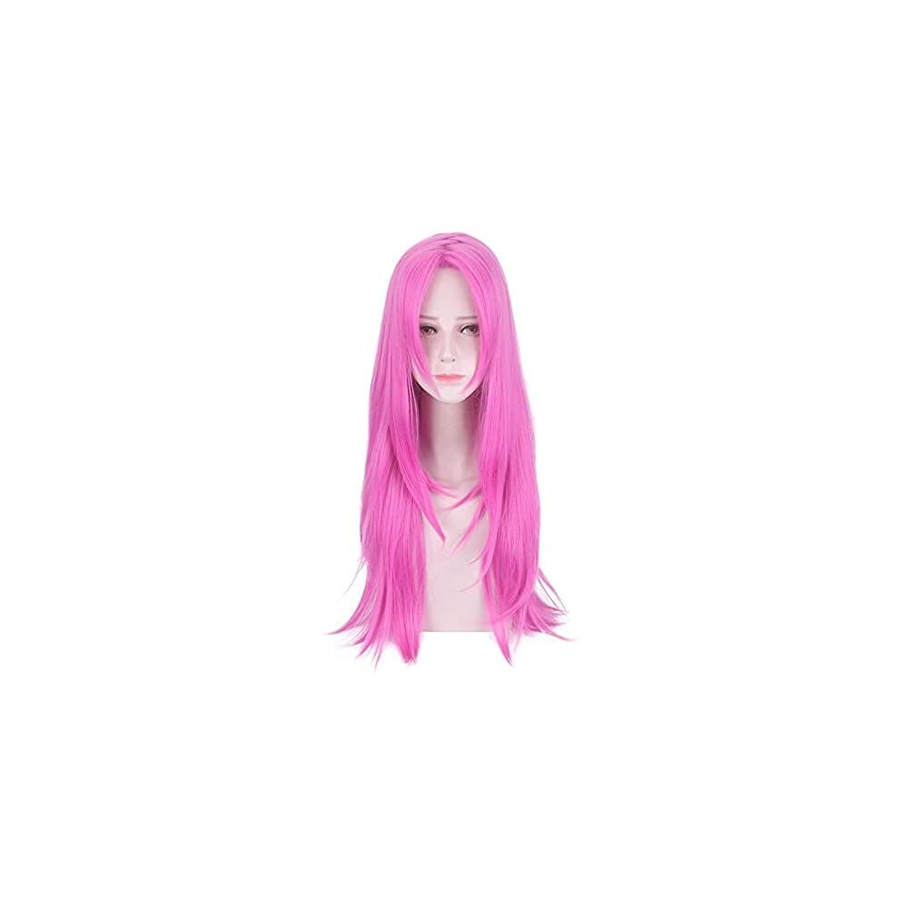 Unisex Pink Cosplay Wig Long Synthetic Heat Resistant Anime Costume For Party