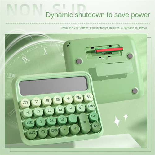 12 Digit Cute Calculator, Mechanical Switch Design,Gradient Green 2