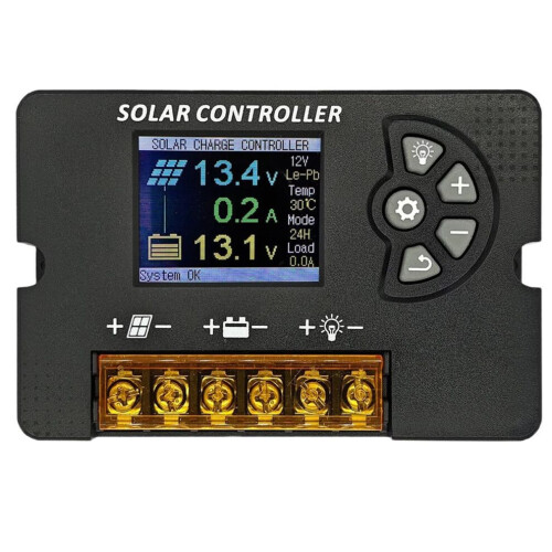 12V/24V PWM Solar Charge Controller 30A with Color LCD Screen