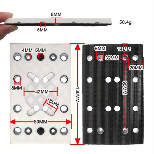 130X80mm Hook Andloop Sanding Pad 12 Holes Replacement Plate 2