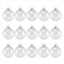 15 palline di Natale rotonde trasparenti, riempibili, fai da te, per decorare l'albero di Natale.