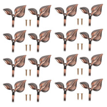 16 x Iron Leaf Shaped Curtain Tie Backs Holders Wall Hooks Home Decor, Red Bronze