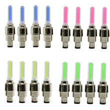 16 stuks neon fietsspaaklampjes, LED-verlichting voor fietsbanden, ventieldopjes, zaklamp, wielspaakaccessoires