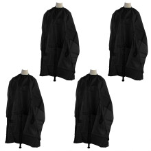 Hairdressing Cape 4 Pack Waterproof Nylon Barber Capes for Salon Hair Cutting and Styling Black