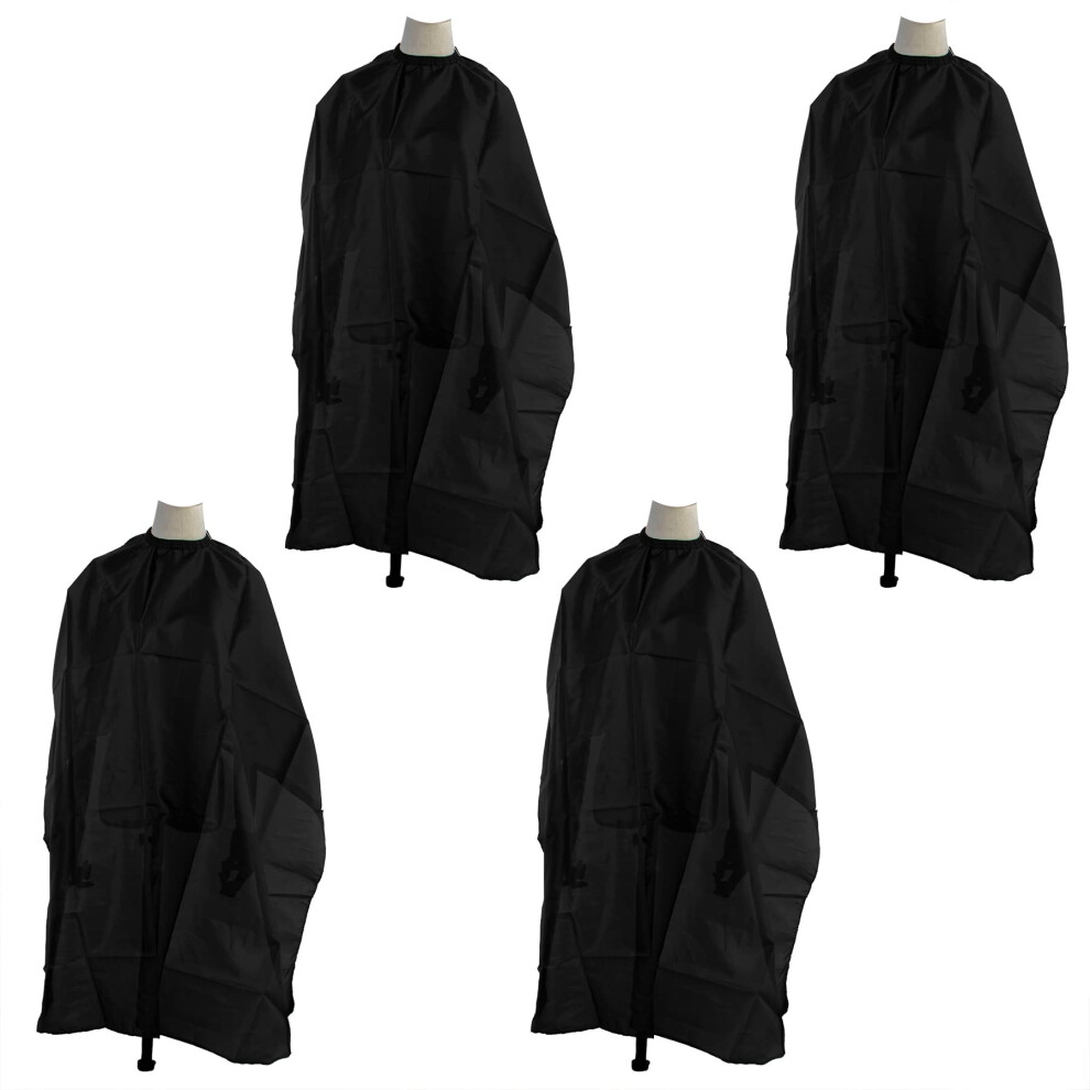 Black Hairdressing Cape 4 Pack Waterproof Nylon Barber Capes For Salon Hair Cutting And Styling