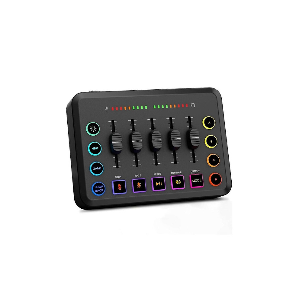 Casa Gaming Sound Mixer, Streaming Rgb Pc Mixer With Xlr Microphone Interface, Volume Fader, 48V Phantom Power 9482828514227
