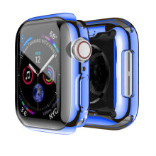 Simyoung iWatch SE hoesje 44 mm met schermbeschermer, compatibel met Apple Watch, volledige bescherming, transparante ultradunne hoes - blauw