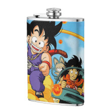 Anime Cartoon 8 oz Stainless Steel Flask PU Leather Flasks for Men Women, Dragon Ball Z Portable Pocket Hip Flasks Bar Accessories Gifts-Style 5
