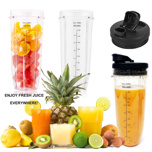2 Pack 32oz Replacement Mixing Cup with Sip Lid for BL450 BL454 1