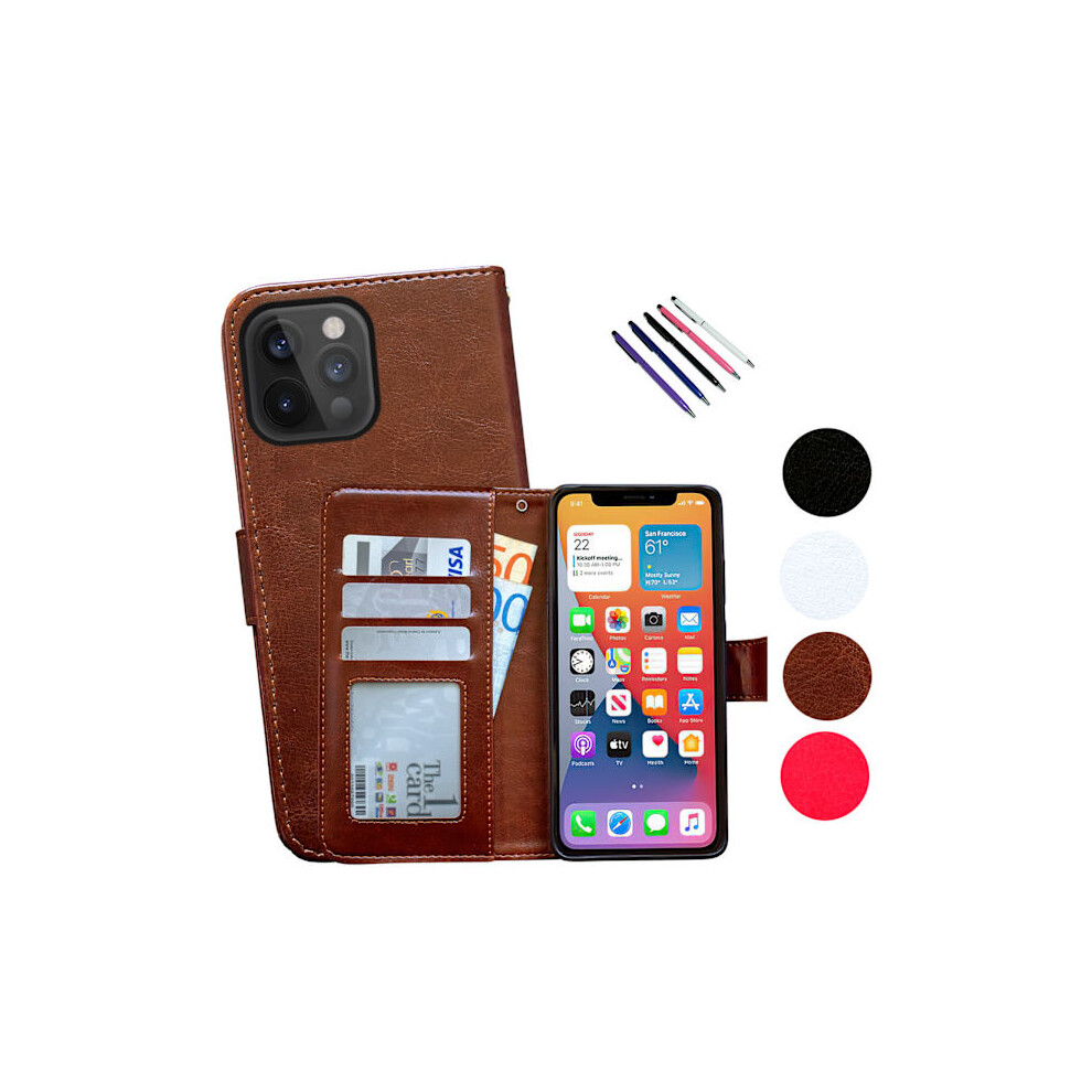Compatible With Iphone 12 Pro - Leather Case / Protection Black 9482828515262