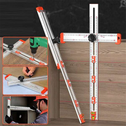 2-in-1 Drilling Positioning Ruler, Square Ruler Woodworking Ruler 2