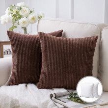 Phantoscope 20" x 20" Modern, Contemporary, Transitional Brown Striped Polyester Throw Pillow , ( 2 Count)