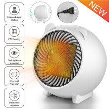 Aquecedor de ambiente portátil de 500 W com termostato e proteção contra superaquecimento, aquecimento rápido PTC para escritório, quarto e casa.