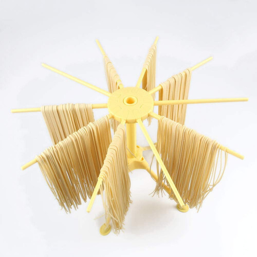 Pasta Drying Rack, Plastic Foldable Spaghetti Stand with 10 Arms, Easy Storage & Quick Setup (Yellow) 2