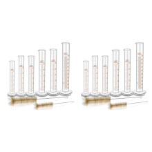 2 set Thick Glass Graduated Measuring Cylinder Set Glass with 4 Brushes