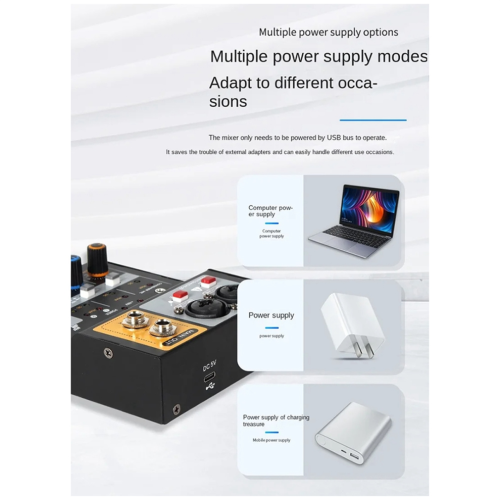 2-Way Recording Mixer USB Computer External Sound Card DJ Mixer 1
