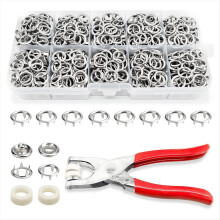 200Set Metal Snap Button Kit - Hollow Snaps for Fabric with Fastener Pliers, 9.5mm Sewing Button Snaps