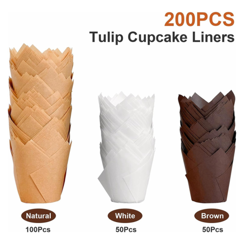 200 τεμάχια θήκες για cupcakes Tulip, θήκες για muffins για ποτήρια ψησίματος 1