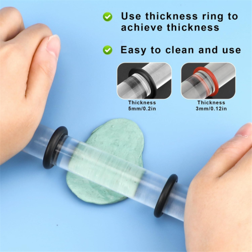 2 Pieces Polymer Clay Roller Tools with Thickness Ring 1