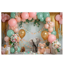 Fondo de tela para decoración de cumpleaños de animales para niños de 210 x 150 cm, F