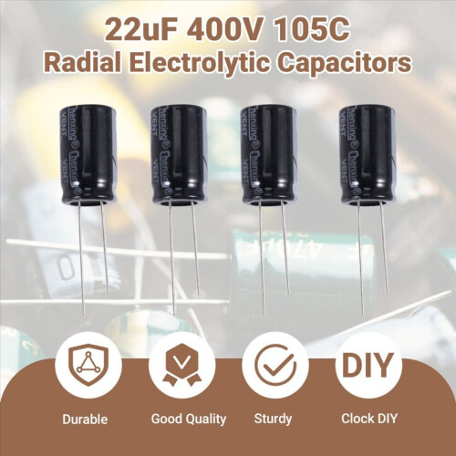 10 τεμάχια 22uF 400V 105C Ακτινικοί Ηλεκτρολυτικοί Πυκνωτές Μαύ 2