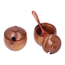 Lot de 2 bols à sel en bois, récipients à sel et pots à épices, sel brun foncé