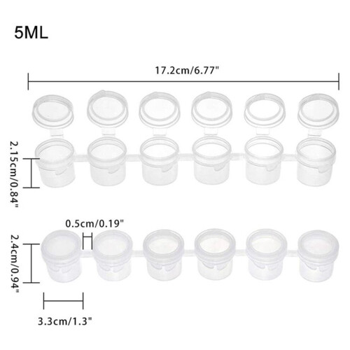100 λωρίδες 120 δοχεία 5Ml 6 φλιτζάνια Μίνι άδειο δοχείο μπογιάς Λω 1