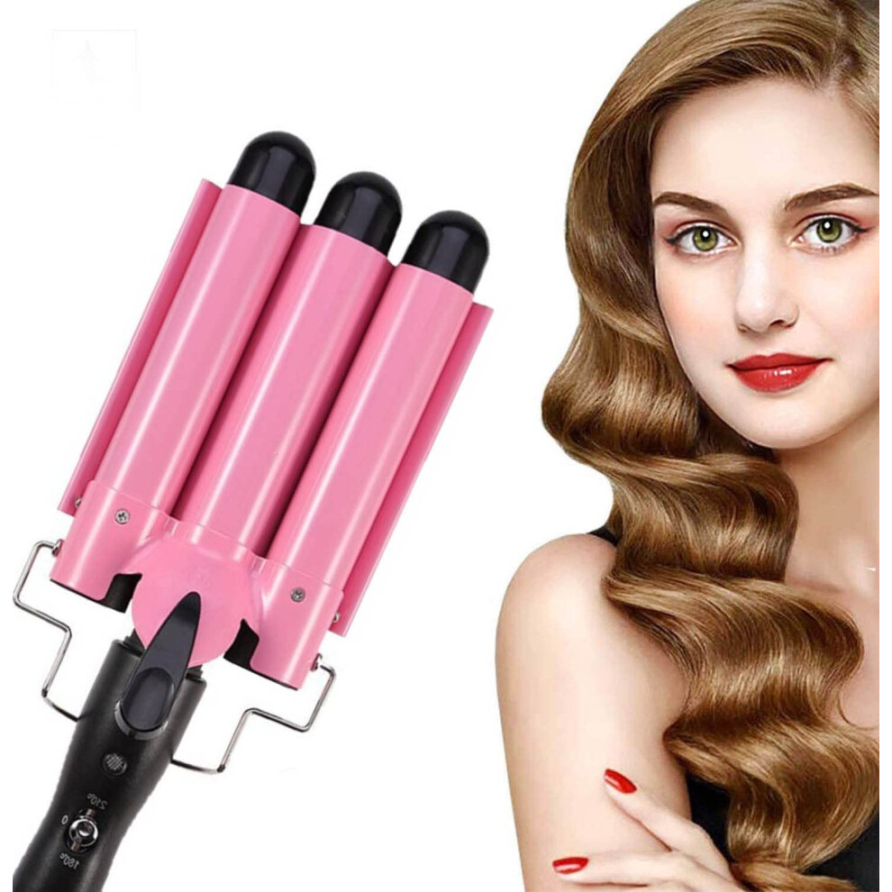Triple Barrel Curling Iron 25mm Ceramic Hair Waver Fast HeatUp Adjustable Temperature for Beach Waves