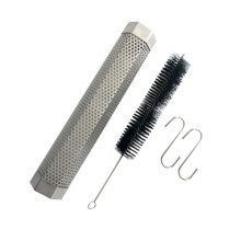 12 Inch Stainless Steel Pellet Smoker Tube for BBQ Grill with Hooks and Cleaning Brush