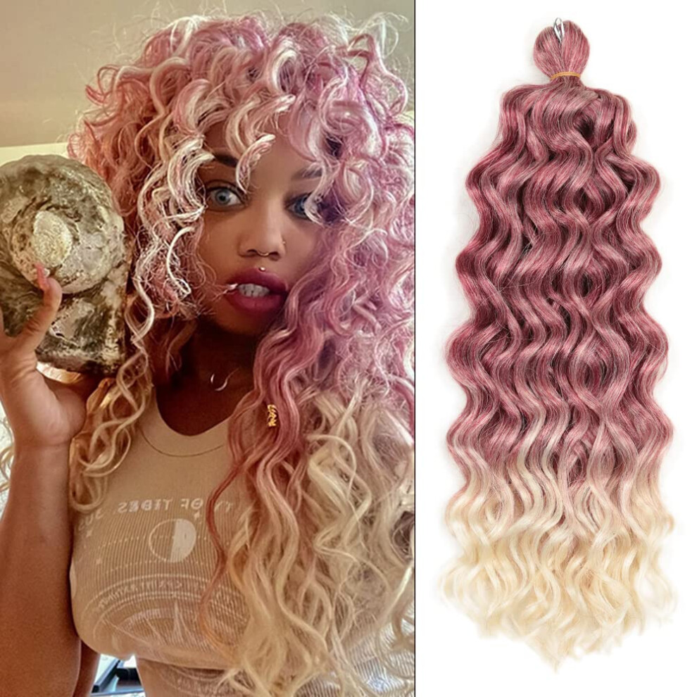 Unisex Crochet Braiding Hair 18 Inch Ocean Wave Hawaii Curl, Goddess Locs Extensions Pack Of 5 T530613