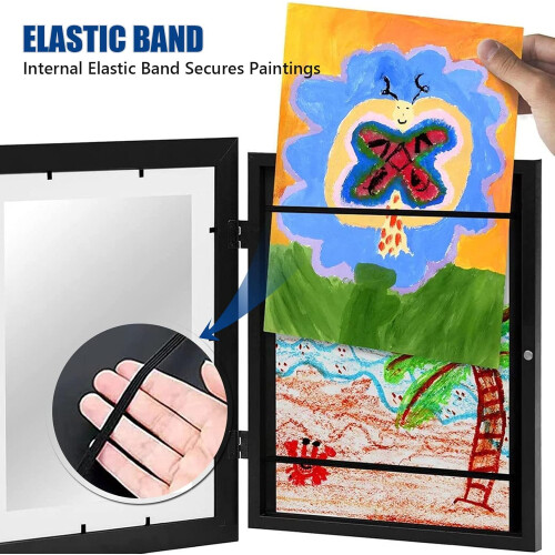 Kids Art Frame A4 Front Opening Changeable Artwork Display with Hidden Storage for Wall Mount 1